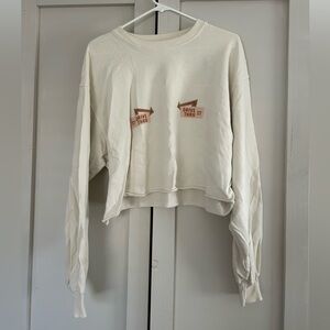 Karrie Locher Cream Cropped Sweatshirt Drive Thru